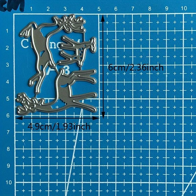Lapoo Festivals Metal Cutting Die for Scrapbooking - Durable, Cut Stencils for DIY Scrapbook Photo Album Decorative Paper Card, Card Making Supplies, Embossing (Three Elk 2.4 x 1.9 in) - Image 4